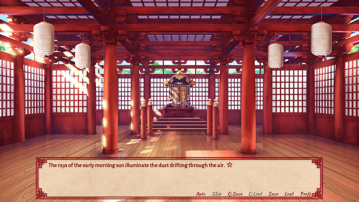 Sakura Shrine Girls (Windows) screenshot: Inside one of the shrines.