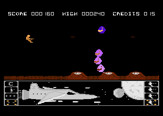 Mission Zircon (Atari 8-bit) screenshot: Level 3 molehills