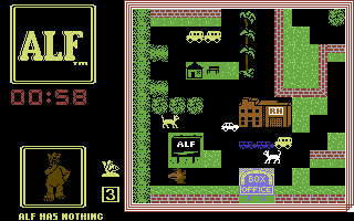 ALF: The First Adventure (Commodore 64) screenshot: Those cats can be quick!