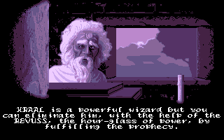 The Prophecy (Amiga) screenshot: The Elders sent you on a quest...