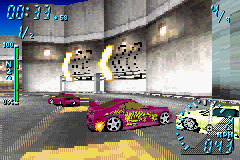 Need for Speed: Underground (Game Boy Advance) screenshot: To try stop the approaching of an adversary, Toyota Supra's pilot executes a high-risk maneuver...