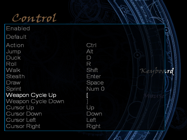 Lara Croft: Tomb Raider - The Angel of Darkness (Windows) screenshot: Keyboard Controls you can customize