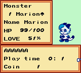 Lil' Monster (Game Boy Color) screenshot: Monster's stats