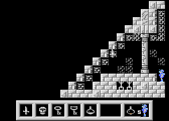 Deimos (Atari 8-bit) screenshot: Left wall of the labitynth