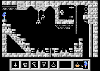 Deimos (Atari 8-bit) screenshot: Multi traps chamber