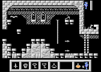 Deimos (Atari 8-bit) screenshot: This fall will be painfull