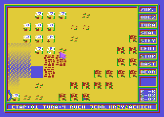 Grunwald 1410 (Atari 8-bit) screenshot: Movement of Teutonic troops
