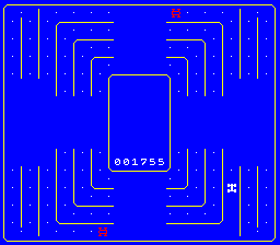 Head On 2 (Arcade) screenshot: Level 2 with two AI cars
