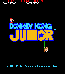 Donkey Kong Junior (Arcade) screenshot: Title screen (North America)