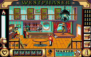 West Phaser (Amiga) screenshot: A game of cards... and the bullets start flying