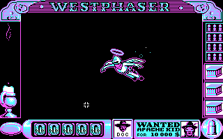West Phaser (DOS) screenshot: Going on up to the spirit in the sky... (CGA)