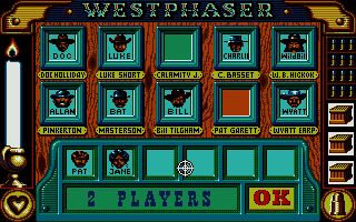 West Phaser (Atari ST) screenshot: Pick your gunslingers...