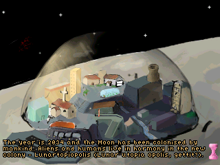 Alien Rape Escape (Windows) screenshot: Lunartopiopolis overview