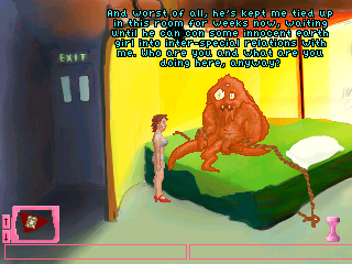 Alien Rape Escape (Windows) screenshot: Talking with the alien