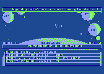 Constellation (Atari 8-bit) screenshot: Planet summary