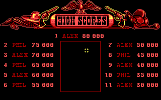 West Phaser (DOS) screenshot: High scores (EGA)