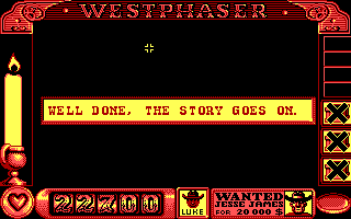 West Phaser (DOS) screenshot: Success! (EGA)