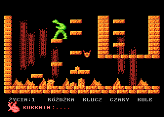 Kernaw (Atari 8-bit) screenshot: Moose's and devil's head