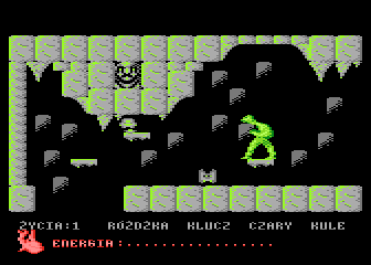 Kernaw (Atari 8-bit) screenshot: Avoiding enemies
