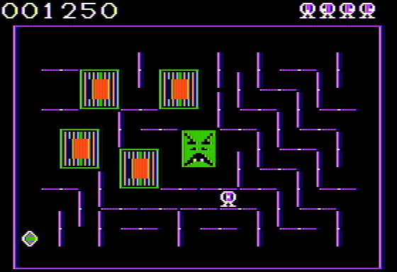 Drelbs (Apple II) screenshot: Trapped the baddie in a box
