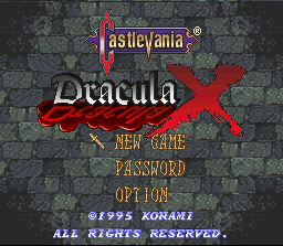 Castlevania: Dracula X (SNES) screenshot: Title Screen