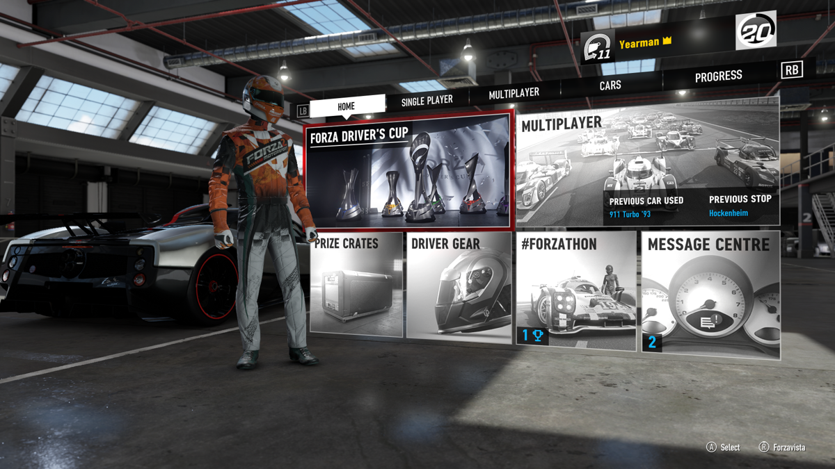 Forza Motorsport 7 (Xbox One) screenshot: Main menu