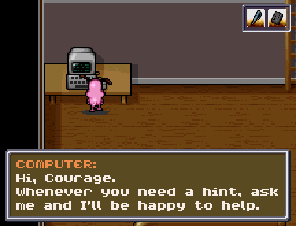 Courage In Creep TV (Browser) screenshot: The game isn't too hard, but it's cool that the computer can offer hints.