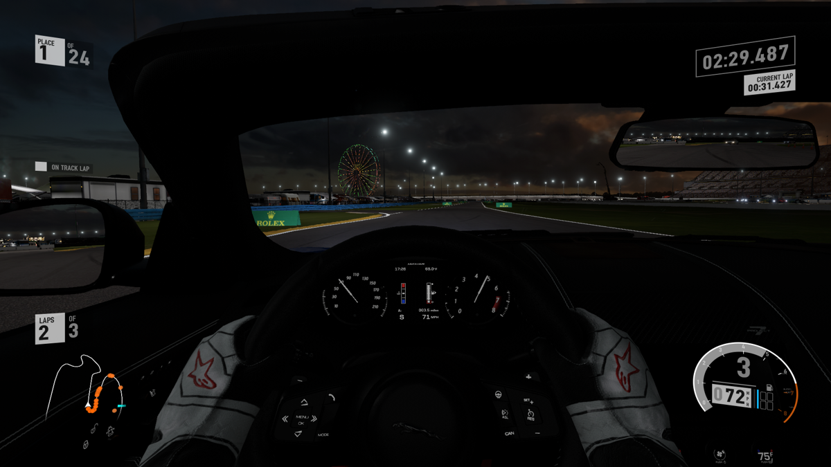 Forza Motorsport 7 (Xbox One) screenshot: The Daytona infield at night
