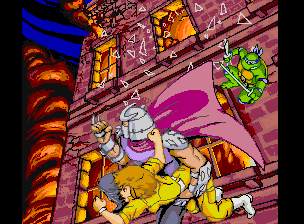 Teenage Mutant Ninja Turtles (Arcade) screenshot: Shredder took April