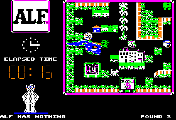 ALF: The First Adventure (Apple II) screenshot: Watch out for Willie!