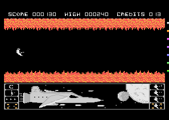 Mission Zircon (Atari 8-bit) screenshot: Level 5 lava