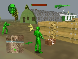 Army Men: Sarge's Heroes (Nintendo 64) screenshot: Shoot to Tan soldier
