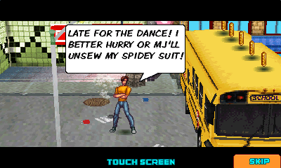 Spider-Man: Toxic City HD (Windows Mobile) screenshot: Peter Parker is late to the dance