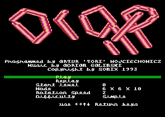 Drop It! (Atari 8-bit) screenshot: Main menu