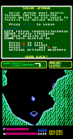 Solar Jetman: Hunt for the Golden Warpship (Arcade) screenshot: There's a probe.