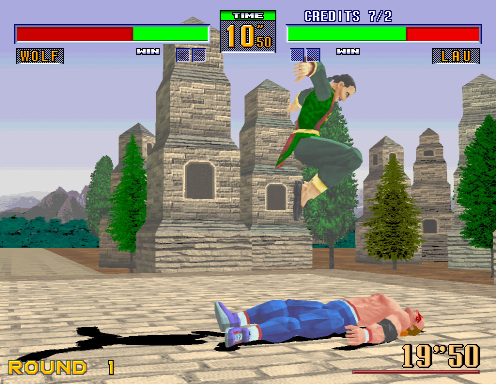 Virtua Fighter 2 (Arcade) screenshot: Jump on rival