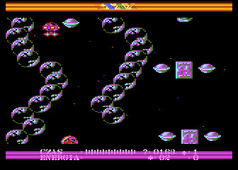 Dark Abyss (Atari 8-bit) screenshot: Destroyed by moving block