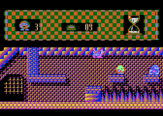 Włóczykij (Atari 8-bit) screenshot: Spikes