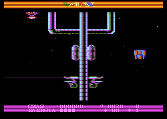 Dark Abyss (Atari 8-bit) screenshot: Flying back