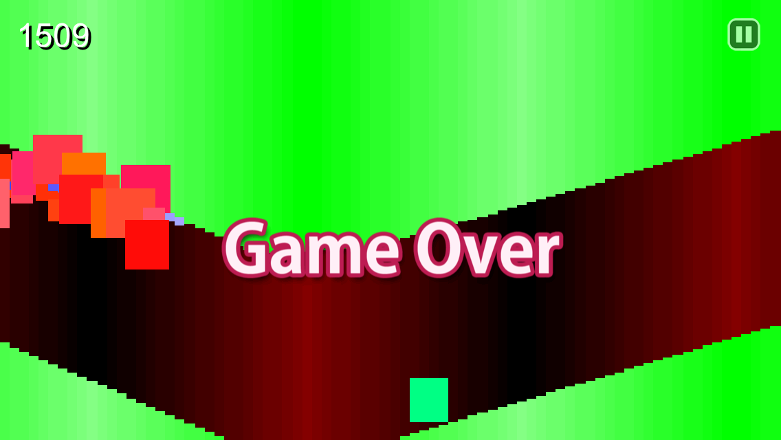 SFCave (iPhone) screenshot: I crashed! Game Over!