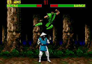Mortal Kombat II (Genesis) screenshot: Fight in forest