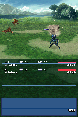 Final Fantasy IV (Nintendo DS) screenshot: The birds try to petrify the party