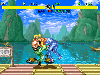 Fighter's History (Arcade) screenshot: Special throwing technique