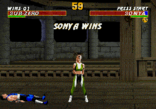 Mortal Kombat 3 (Genesis) screenshot: Sonya wins
