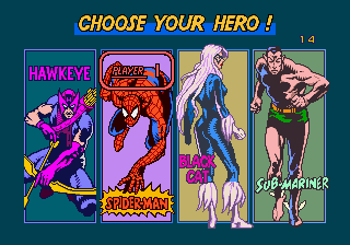 Spider-Man: The Videogame (Arcade) screenshot: Choose your Hero!