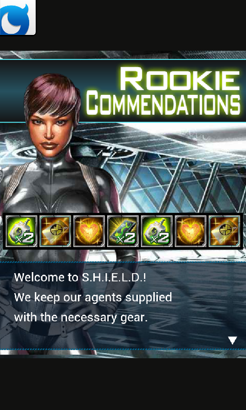 Marvel: War of Heroes (Android) screenshot: When starting out you get some free stuff each day