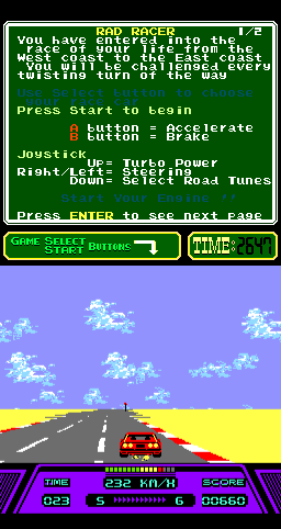 Rad Racer (Arcade) screenshot: Using turbo.