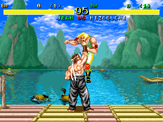 Fighter's History (Arcade) screenshot: He isn't heavy
