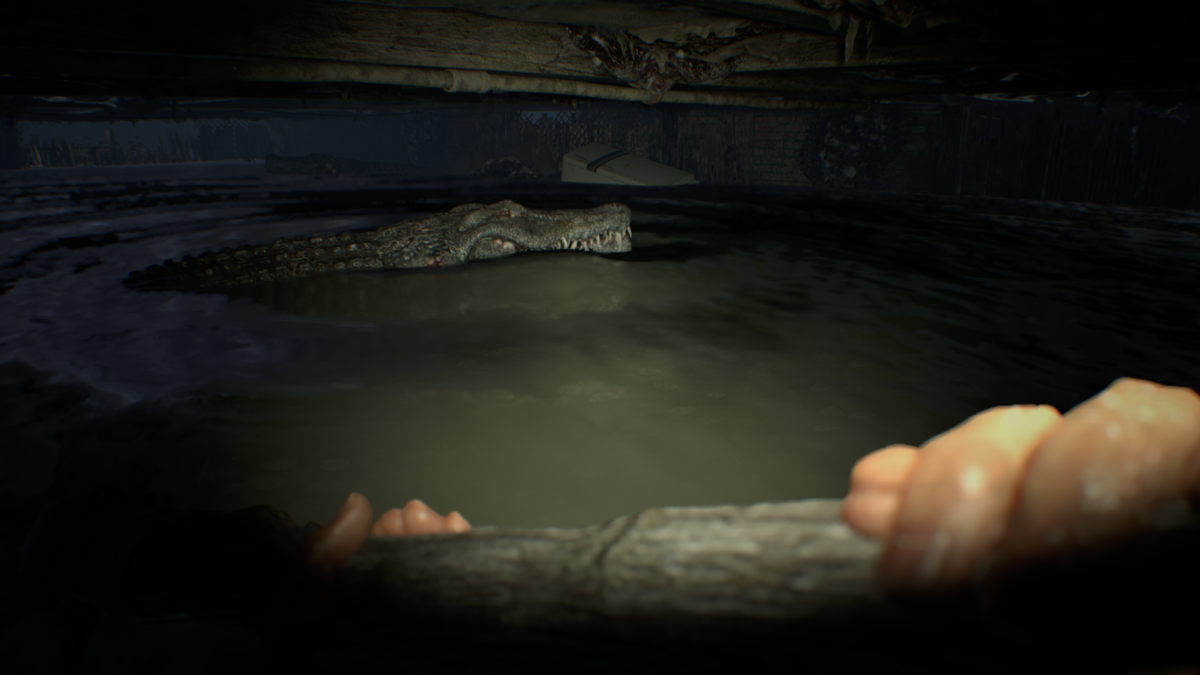 Resident Evil 7: Biohazard - End of Zoe (Windows) screenshot: You can carefully walk past alligators in some cases