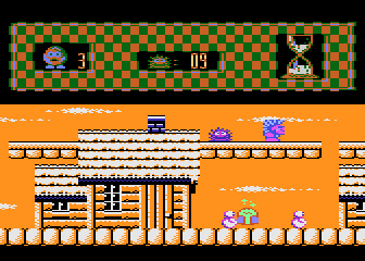 Włóczykij (Atari 8-bit) screenshot: Killed by winter snowman